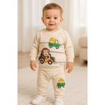 Walentia Bebek Pijama Alt Üst Takım - Ekru - 6 Ay