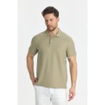 Walfer Erkek Vizon Likralı Pamuk Karışımlı Yaka Detaylı Slim Fit Kıvrılmaz Yaka Polo Yaka Tişört - 2XL