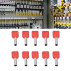 Walfront 100 Adet Elektrik Projeleri için Bakır Tel Yüksükler için Yalıtımlı Yüksük Sıkma Klemens Kiti 2x18AWG TE1008 Kırmızı