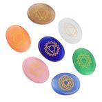 Walfront 7 adet/set Çakra Taşları, Oyma Manevi Şifa Meditasyon Avuç Taşları Reiki Çakra Kristali