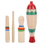 Walfront Küçük Ahşap Balık Şekilli Guiro, 2 Takım Ahşap Guiro Kazıyıcı Ses Tüpü Müzikal Vurmalı Enstrüman Guiro Balık Müzikal Çocuklar için Çocuk Oyuncakları