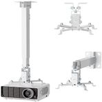 WALI Projektör Tavanı veya Duvara Monte, LCD/DLP Projektörleri için Uzatma Kutuplu Evrensel Yüksekliği Ayarlanabilir Montaj Tutucu, 20 kg'a kadar (PM-003-W) Taşır, Beyaz