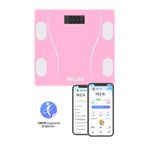 Walke Premium Seri Dijital Baskül Yağ Su Kas Vücut Kitle Endeksi Kilo Ölçer Tartı 30 * 30 Cm Pembe