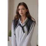 Walkenzo Clover Yonca Desenli Modern Tasarım Kadın Omuz Şalı | Yakalık Fular