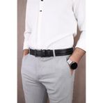 Walkenzo Smt-4407 Erkek Hakiki Deri Klasik Kot Kemeri Siyah