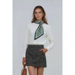 Walkenzo Vintage Esintili Çiçek Desenli Modern Tasarım Kadın Kravat Fular - Yeşil