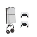 Wall Mount for PS5/ PS5 Slim/ PS5 Pro - With 2 Controller Mounts, Vertical Display, Open Design- Black Gaming Console Holder & Stand Kits