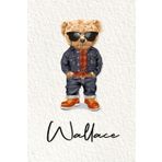 Wallace: Cahier personnalisé avec prénom Wallace | Cadeau d'anniversaire pour enfant, garçon, homme, copain ... | Nounours | 110 pages lignée, Petit Format 6x9 pouces (15,24 x 22,86 cm)