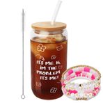 WALLFID 16 oz Kapaklı ve Pipetli Bardak, Arkadaşlık Bilekliği, Arkadaşlık Temalı Müzik Hayranları Doğum Günü Hediyeleri, Kızlar ve Kadınlar için (It's Me)