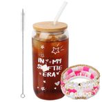 WALLFID 16 oz Kapaklı ve Pipetli Bardak, Arkadaşlık Bilekliği, Müzik Hayranları için Arkadaşlık Doğum Günü Hediyeleri, Kızlar ve Kadınlar için (Swifftie)