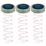 WALLFIRE 3 Paket Solar Mason Kavanoz Kapağı Ekleme LED Mason Kavanoz Cam Mason Kapaklar için Güneş Işığı (Renk: 2m Beyaz)