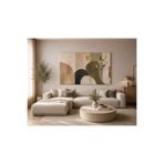 walliva Modern Soyut Geometrik Kanvas Tablo Bej Krem Haki Gold Detaylı Minimalist Duvar Dekorasyonu Salon Oturma Odası Antre Dresuar Üstü Dekoratif Tablo