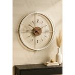Wallover Design Büyük Boy Jumbo Bej/ceviz Kırılmaz Camlı (Tamperli) Sessiz Metal (Paslanmaz) Duvar Saati 55X55 - Beyaz
