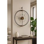 Wallover Design Büyük Boy Rosa Siyah/ceviz Premium - Kırılmaz Camlı Özel Quartz Mekanizmalı Sessiz Duvar Saati 50X65