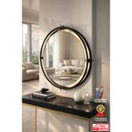 Wallover Design Siesta Kablosuz Gün Işığı LEDLİ GOLD Metal Paslanmaz Çerçeveli Dekoratif Duvar Aynası 65x65 MOBİLYA