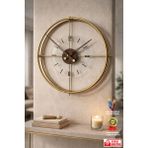 Wallover Design Xl Boy Jumbo Modern Sessiz Duvar Saati Ceviz Detaylı, Metal Paslanmaz Duvar Saati 65X65 - Siyah