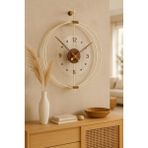Wallover Design XL Boy Rosa Bej/ceviz Premium – Çift Çemberli Kırılmaz Camlı Lüks Büyük Sessiz Metal (Paslanmaz) Duvar Saati, 60X75 cm ✨ - Bej - Kahverengi - 60 x 60 cm