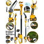Waltmann Alman Wx36 Teleskopik + 55 Mm Dijital Budama Makası +Otomatik Yağ Pompalı Zincirli Testere 2 Akülü