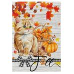 Wamika Hello Fall Kedi Bahçe Bayrağı Akçaağaç Yaprakları Kabak Çift Taraflı Bayraklar 12x18 Sonbahar Hasat Ev Bayrağı Avlu Sundurma Afiş Manda Ekose Yay Ev Dekorasyonu Hediyeler