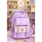 Wander Bag B-24 Kız Çocuk Ilkokul Ortaokul Okul Çantası Çiçek Desenli Ortopedik Sırt Çantası - 1 - Lila