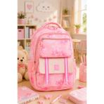 Wander Bag B-24 Kız Çocuk Ilkokul Ortaokul Okul Çantası Çiçek Desenli Ortopedik Sırt Çantası - 1 - Pembe