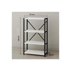 WANDOO 4 Raflı Çok Amaçlı Metal ve Ahşap Dolap – Kitaplık, Mutfak, Kırtasiye ve Banyo Rafı – 60x30x120 cm