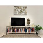 Wandoo Dekoratif Geniş Raflı Metal Tv Ünitesi, Kitaplık, Dosya Kitap Rafı, Ofis Salon Raf 180X50 cm