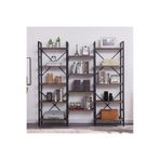 WANDOO Endüstriyel Tarz 3 Bölmeli Metal Çerçeveli Ahşap Kitaplık Raf Ünitesi 165x170 cm