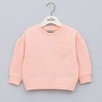 Wanex Kız Çocuk Kalp Detaylı Uzun Kollu Sweatshirt (2–7 Yaş) - Pudra - 3 Yaş