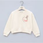 Wanex Kız Çocuk Nakış Detaylı Uzun Kollu Sweatshirt – Vanilya Renk (5–10 Yaş) - 8 Yaş