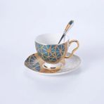 Wangchuang 1 Fincan Lüks Kemik Çini Çay Bardağı Tabağı Kaşık Seti 250 ml Kahve Fincanı Altın Porselen Çay Seti Seramik Çay Fincanı Cafe Espresso Bardağı Dropship (Yurt Dışından) - Renkli