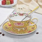 Wangchuang 1550F Yüksek Kaliteli Kemik Porselen Kahve Fincanları Vintage Seramik Bardak Sırlı Gelişmiş Çay Bardak ve Tabaklar Setleri Lüks Hediyeler (Yurt Dışından) - Renkli