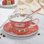 Wangchuang 1550H Yüksek Kaliteli Kemik Porselen Kahve Fincanları Vintage Seramik Bardak Sırlı Gelişmiş Çay Bardak ve Tabaklar Setleri Lüks Hediyeler (Yurt Dışından) - Renkli