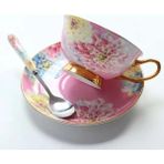 Wangchuang 1550X Yüksek Kaliteli Kemik Porselen Kahve Fincanları Vintage Seramik Bardak Sırlı Gelişmiş Çay Bardak ve Tabaklar Setleri Lüks Hediyeler (Yurt Dışından) - Renkli