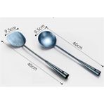 Wangchuang 2 Adet Set El Yapımı Dövme Pot Kürek Wok Spatula Kaşık Seti Mutfak Aşçı Demir Kürek Uzun Saplı Karıştırma Kızartma Kaşığı Turner Kızarmış Biftek Kürek (Yurt Dışından)