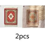 Wangchuang 2pcs-E 9X11CM Farsça Mini Dokuma Halı Mat Mousepad Retro Tarzı Halı Desen Fincan Dizüstü Pc Mouse Pad Saçaklı Ev Ofis Masa Dekor Zanaat (Yurt Dışından)