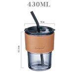 Wangchuang 370ML Gıanxı Cam Kahve Pipetli Bardak Kapaklı Isıya Dayanıklı Creativewater Şişesi Bira Çay Drinkware Kahve Pipetli Kupa (Yurt Dışından) - 1 Adet - Renkli - 1 lt