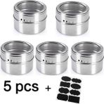 Wangchuang 5 Adet Manyetik Baharat Kavanozları Duvara Monte Raf Paslanmaz Çelik Baharat Tenekeleri Baharat Kapları ile Baharat Etiketi Gıda Depolama Tabanı (Yurt Dışından) - Pepper Shakers - Renkli