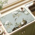 Wangchuang A5 Bulaşık Kurutma Matı 40X50CM M Çin Klasik Mutfak Emici Drenaj Pedi Bulaşık Kurutma Matı Kauçuk Sofra Drenaj Pedi Yemek Takımı Bardak Şişe Halı Sofra Mat (Yurt Dışından)