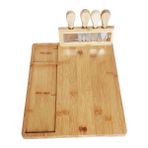 Wangchuang Ahşap Rengi 35.5X28X1.5CM Bambu Peynir Tahtası Peynir Bıçağı Peynir Dilimleme Çatal Kepçe Kesim Mutfak Pişirme Araçları Bambu Kesme Tahtası Ahşap Peynir Tahtaları (Yurt Dışından)
