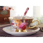 Wangchuang Avrupa Kraliyet Sarayı Kemik Çini Kahve Seti Lüks Porselen Çay Seti Seramik Çay Fincanları Tabağı Kaşık Drinkware Coffeeware (Yurt Dışından) - Renkli