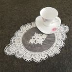 Wangchuang Beyaz 2 Oval 20X31 cm Yenı Dantel Oval Nakış Çiçek Masa Yer Mat Noel Ped Kumaş Placemat Fincan Kahve Çay Tabağı Coaster Yemek Bardak Altlığı Peçete Mutfak (Yurt Dışından)