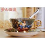 Wangchuang C Avrupa Kraliyet Sarayı Kemik Çini Kahve Seti Lüks Porselen Çay Seti Seramik Çay Fincanları Tabağı Kaşık Drinkware Coffeeware (Yurt Dışından) - Renkli