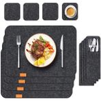 Wangchuang Darkgray 3 Adet 3/12/18 Adet Mutfak Yıkanabilir Keçe Yemek Placemats Masa Mat Isı Yalıtımlı Cam Bardak Çatal Saklama Torbaları Ev Dekor (Yurt Dışından)