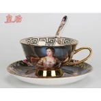 Wangchuang E Avrupa Kraliyet Sarayı Kemik Çini Kahve Seti Lüks Porselen Çay Seti Seramik Çay Fincanları Tabağı Kaşık Drinkware Coffeeware (Yurt Dışından) - Renkli