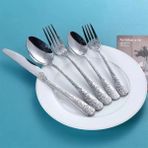 Wangchuang Gümüş 5 Adet Yüksek Kaliteli Çatal Bıçak Kaşık Seti Kolu Zarif Oyma Paslanmaz Çelik Altın Sofra Bıçak Çatal Kaşık Sofra Takımı Seti Gümüş Set (Yurt Dışından)