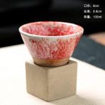 Wangchuang Kırmızı 100 ml 100 ml Yaratıcı Retro Seramik Kahve Kupa Japon Konik Kaba Çömlek Çay Bardağı Latte Çekme Çiçek Porselen Bardak Ev Kupa (Yurt Dışından) - Renkli