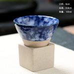 Wangchuang Koyu Mavi 100 ml 100 ml Yaratıcı Retro Seramik Kahve Kupa Japon Konik Kaba Çömlek Çay Bardağı Latte Çekme Çiçek Porselen Bardak Ev Kupa (Yurt Dışından) - Renkli