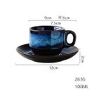Wangchuang Küçük Seramik Kahve Fincanı Tabak Seti Japon Tarzı Çay Fincanları Derin Mavi Porselen Çay Fincanı Seti Gelişmiş Cafe Kupa Mutfak Drinkware (Yurt Dışından) - Renkli