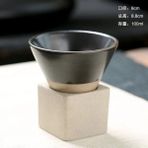 Wangchuang Siyah 100ML 100ML Yaratıcı Retro Seramik Kahve Fincanı Konik Çay Bardağı Japon Kaba Çömlekçilik Seramik Kupa Latte Çekme Çiçek Porselen Bardak (Yurt Dışından) - Renkli